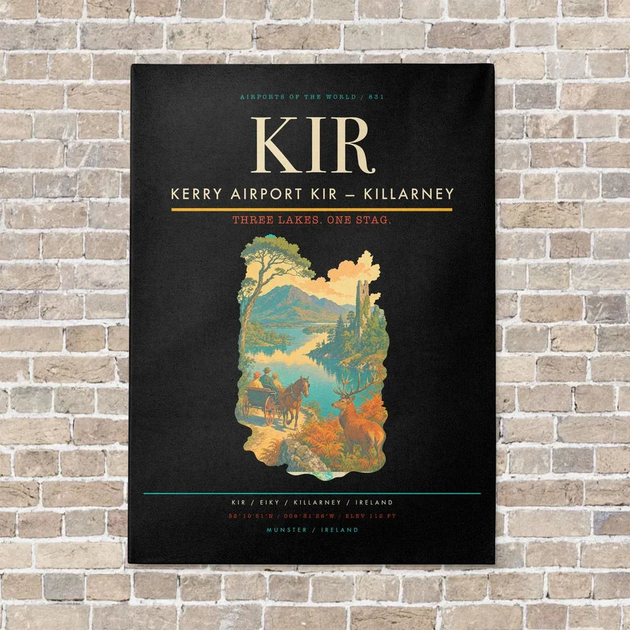 Kerry Airport KIR — Killarney vertical canvas print - no frame - black background