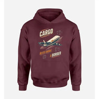 Thumbnail for SIGNAL 581 - Cargo Never Knows A Border design on dark red hoodie single side