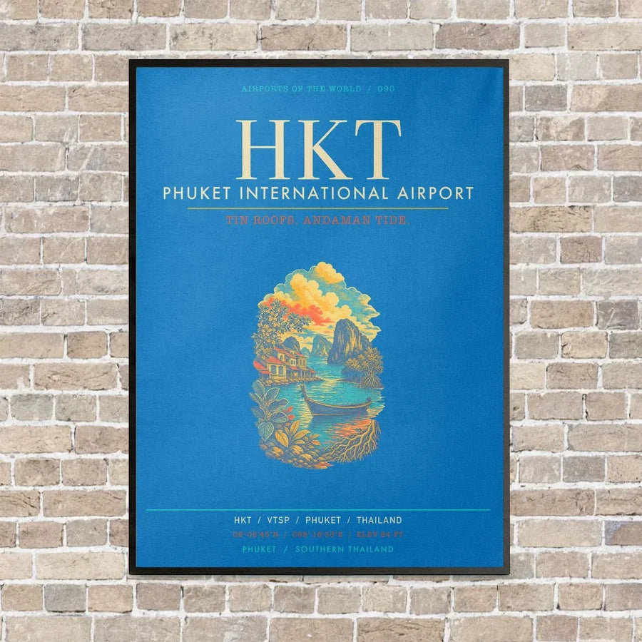 Phuket International Airport HKT - Canvas Framed - Turquoise