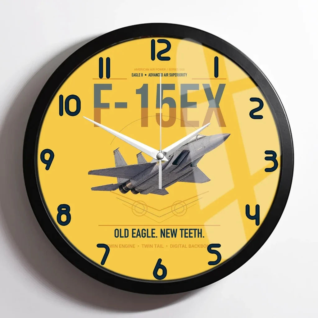 F-15EX Eagle II design on yellow framed wall clock