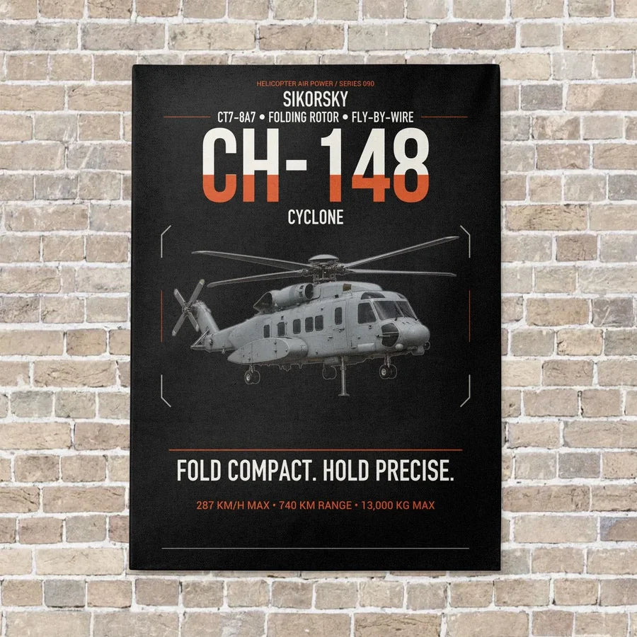 Sikorsky CH-148 Cyclone vertical canvas print - no frame - black background