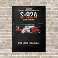 Thumbnail for Sikorsky S-92A vertical canvas print - no frame - black background