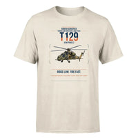 Thumbnail for Turkish Aerospace T129 ATAK Phase 2 design on beige t-shirt, single-side print