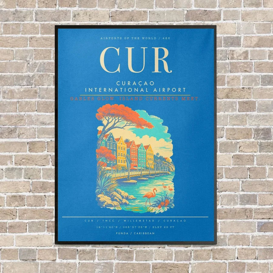 Curacao International Airport CUR - Canvas Framed - Turquoise
