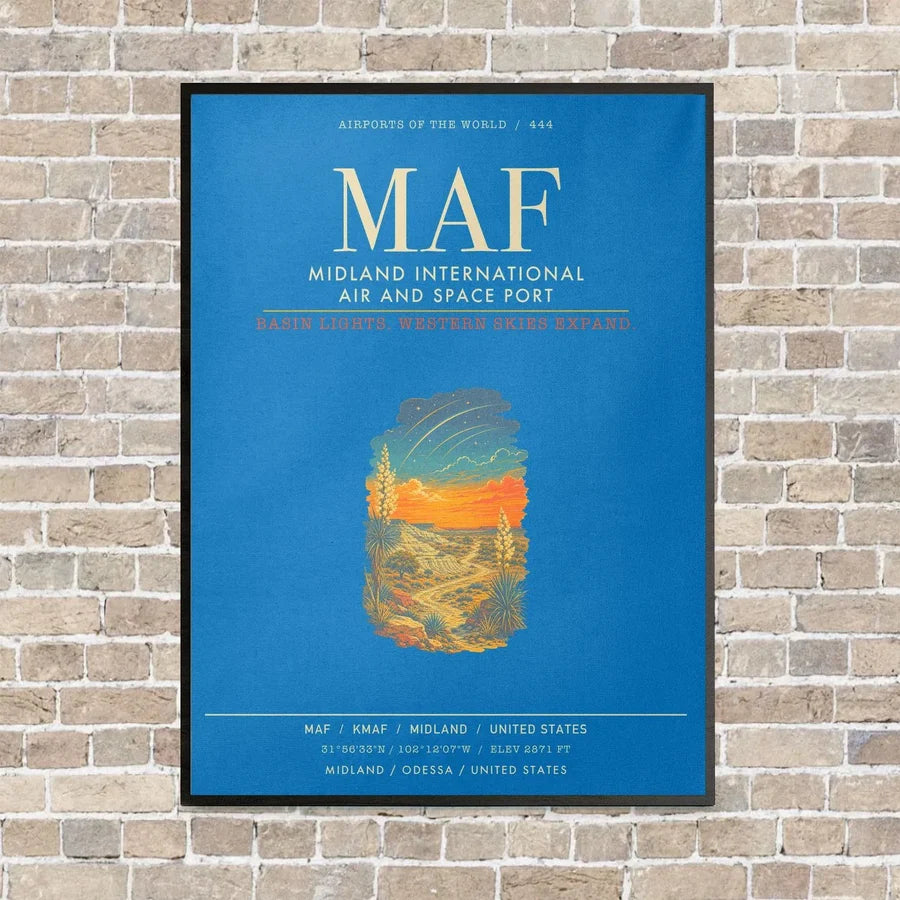 Midland International Air and Space Port MAF - Canvas Framed - Turquoise
