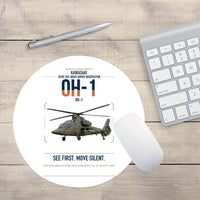 Thumbnail for Kawasaki OH-1 design on white round mouse pad