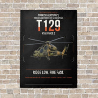 Thumbnail for Turkish Aerospace T129 ATAK Phase 2 vertical canvas print - no frame - black background