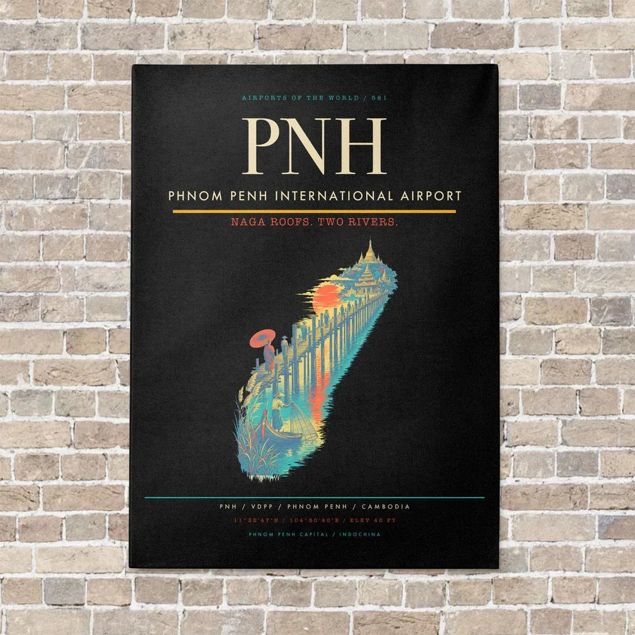 Phnom Penh International Airport PNH vertical canvas print - no frame - black background