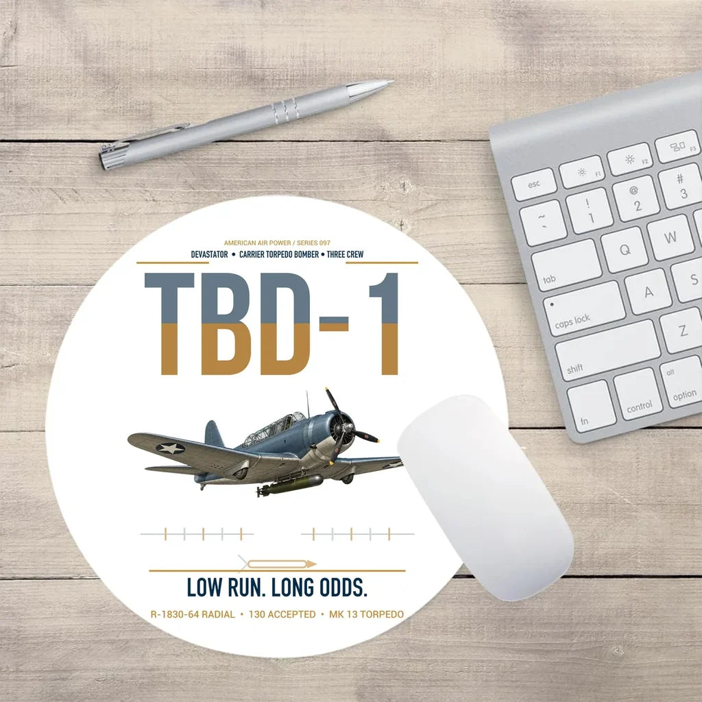 TBD-1 Devastator design on white round mouse pad