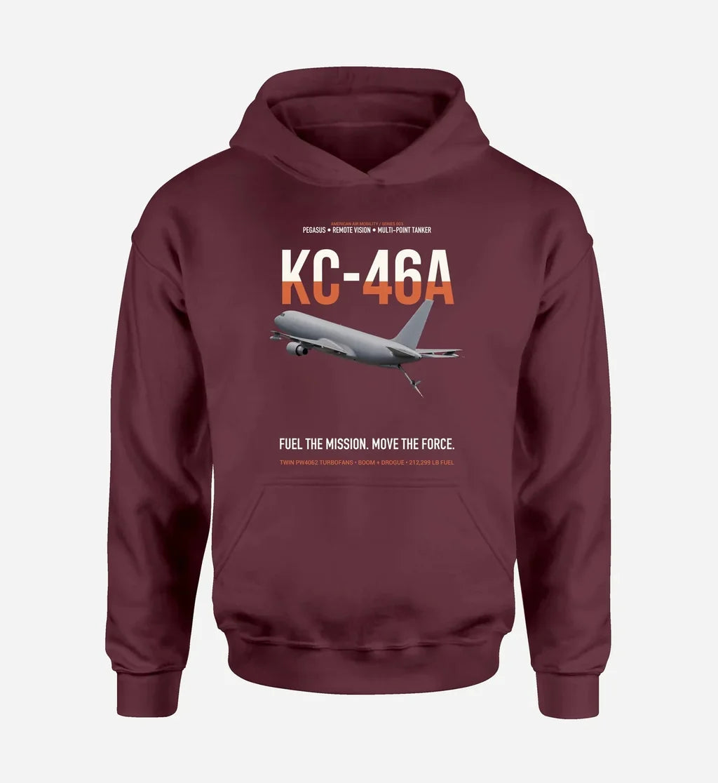 KC-46A PEGASUS design on dark red double-side hoodie, single-side print
