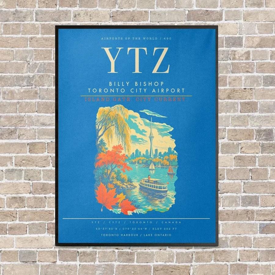 Billy Bishop Toronto City Airport YTZ - Canvas Framed - Turquoise