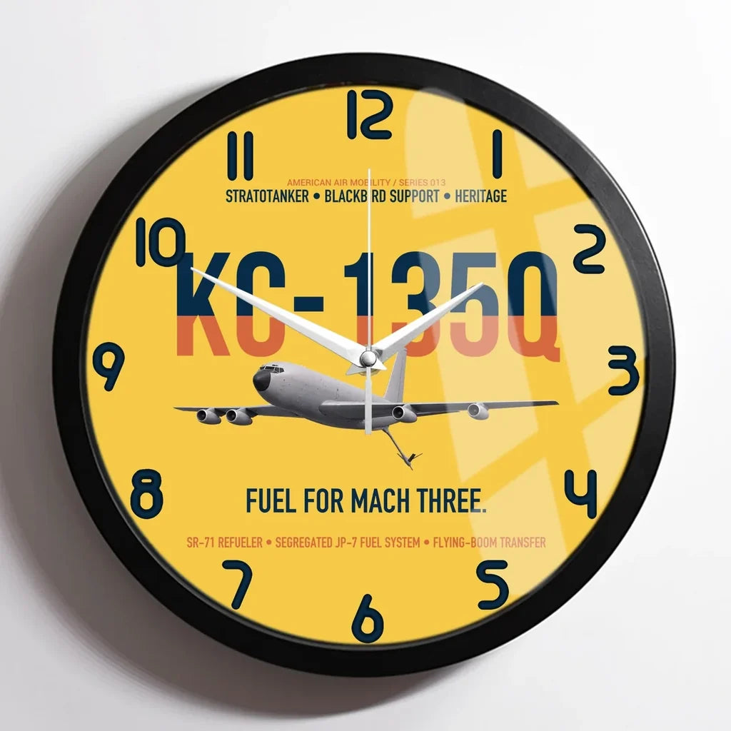 KC-135Q Blackbird Tanker design on yellow framed wall clock