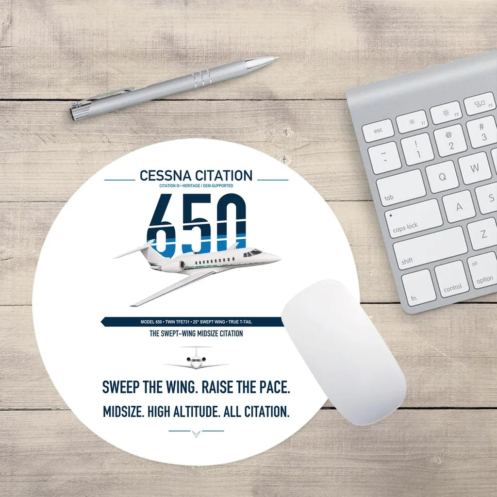 Cessna Citation 650 - Citation III design on white round mouse pad