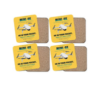 Thumbnail for DJI Mini 4K design on yellow 4 pieces set coaster