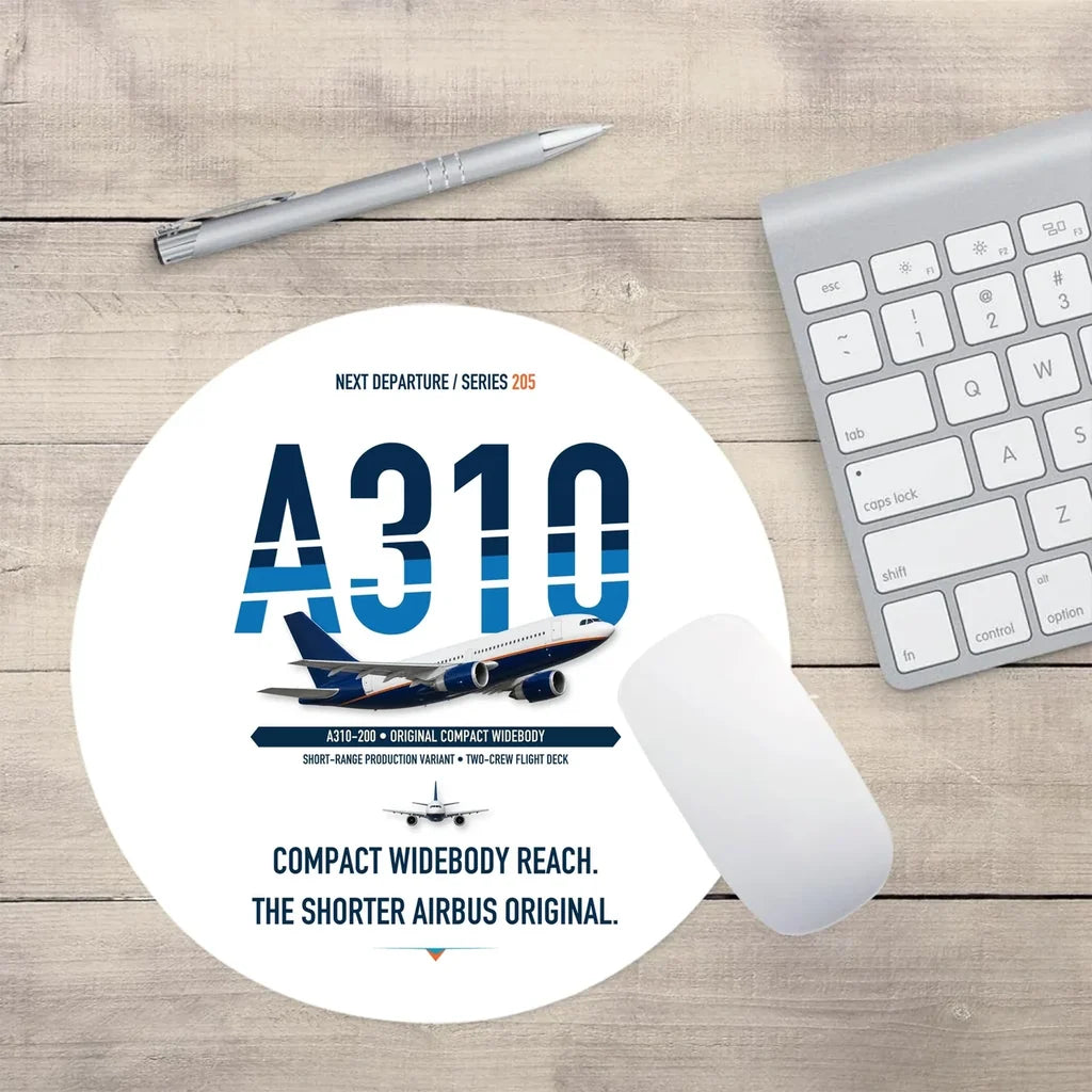 Airbus A310-200 design on white round mouse pad
