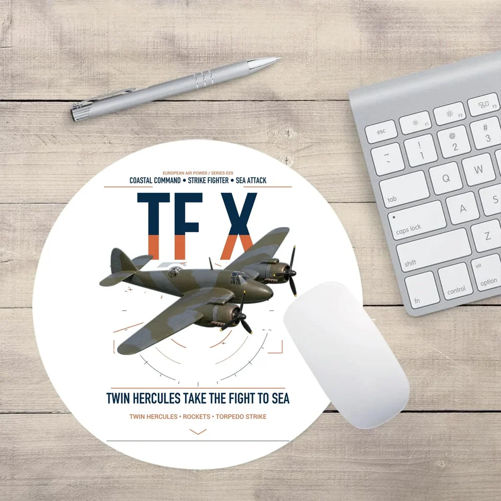 Bristol Beaufighter TF X design on white round mouse pad