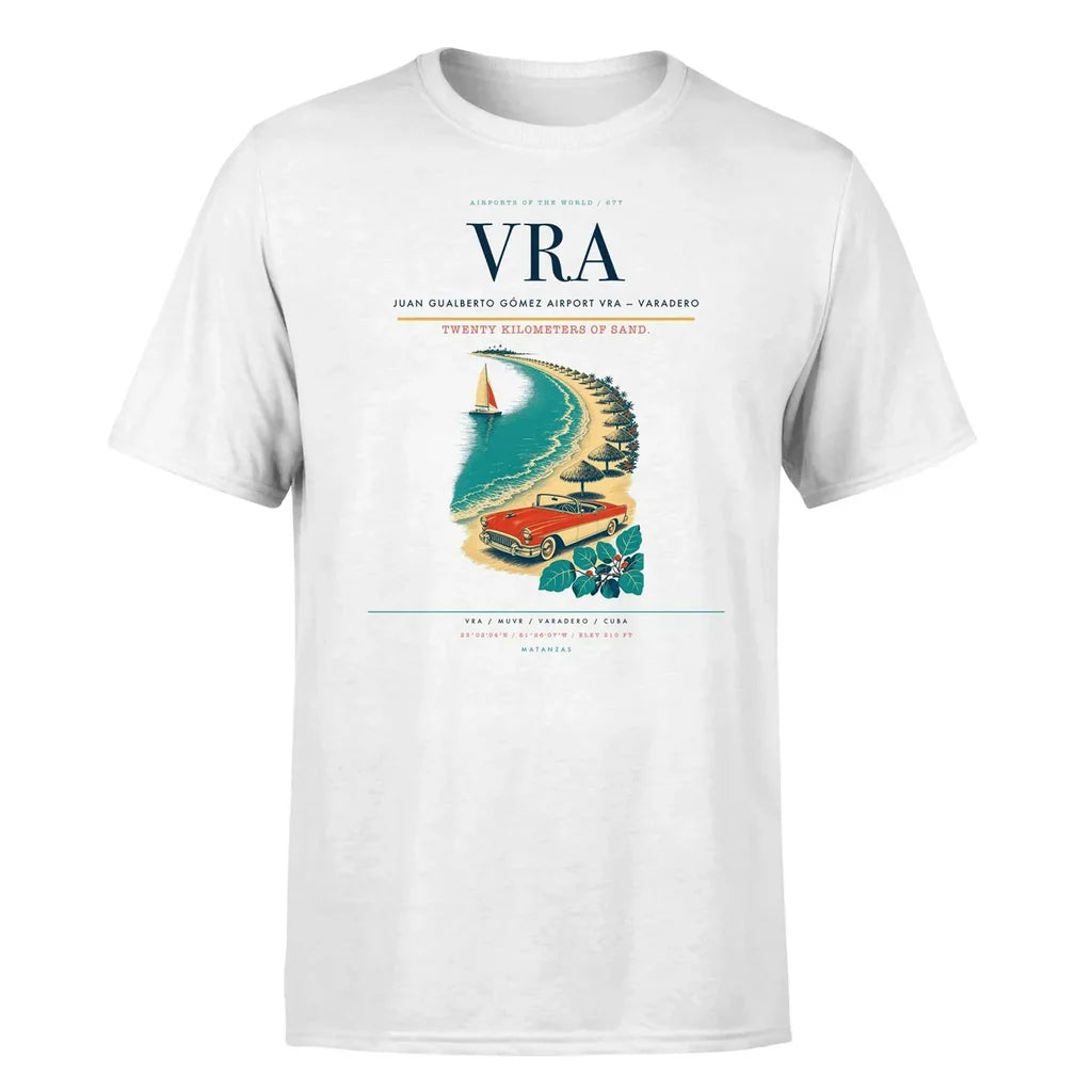 Juan Gualberto Gómez Airport (VRA) T-Shirt single-side front print in White | juan-gualberto-gómez-airport-vra-double-side-t-shirt