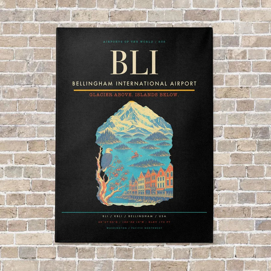 Bellingham International Airport BLI - Canvas No Frame - Black
