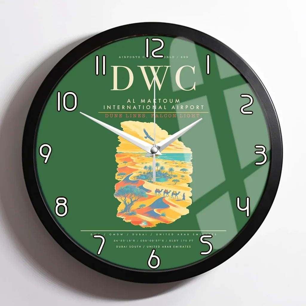 Al Maktoum International Airport DWC Wall-Clock Framed - Green