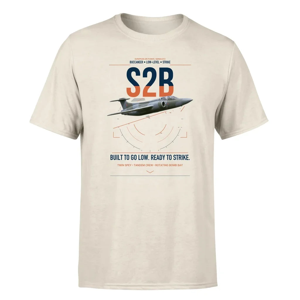 Blackburn Buccaneer S2B design on beige t-shirt, single-side print