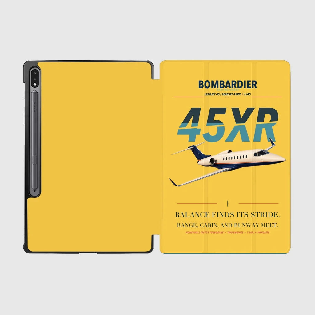 Bombardier Learjet 45XR design on yellow samsung tablet tablet case