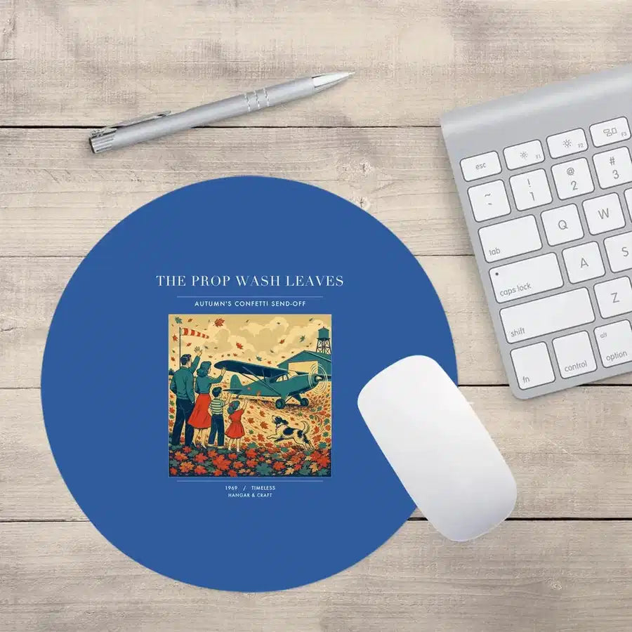 VINTAGE G4450 - The Prop Wash Leaves - Designed Mouse Pads design on blue round
