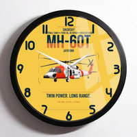 Thumbnail for Sikorsky MH-60T Jayhawk design on yellow framed wall clock