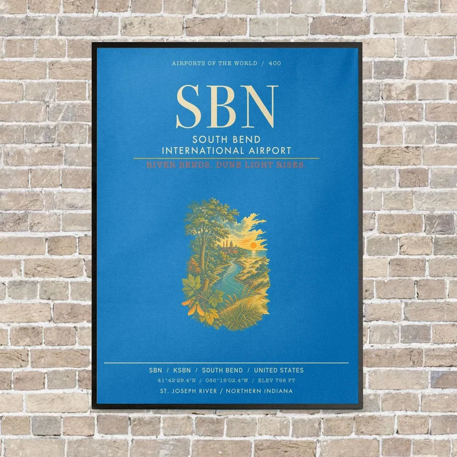 South Bend International Airport SBN - Canvas Framed - Turquoise