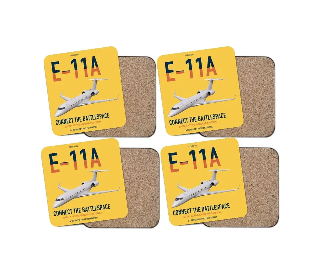 E-11A BACN design on yellow 4 pieces set coaster