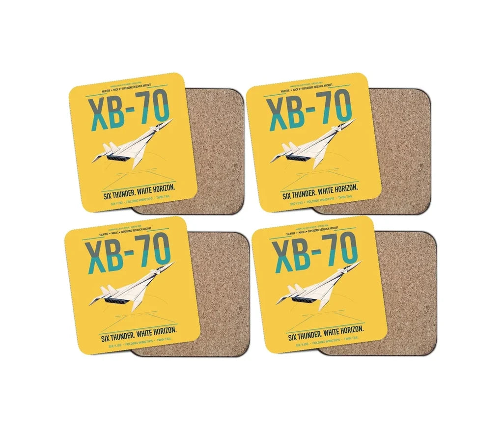 XB-70A Valkyrie design on yellow 4 pieces set coaster