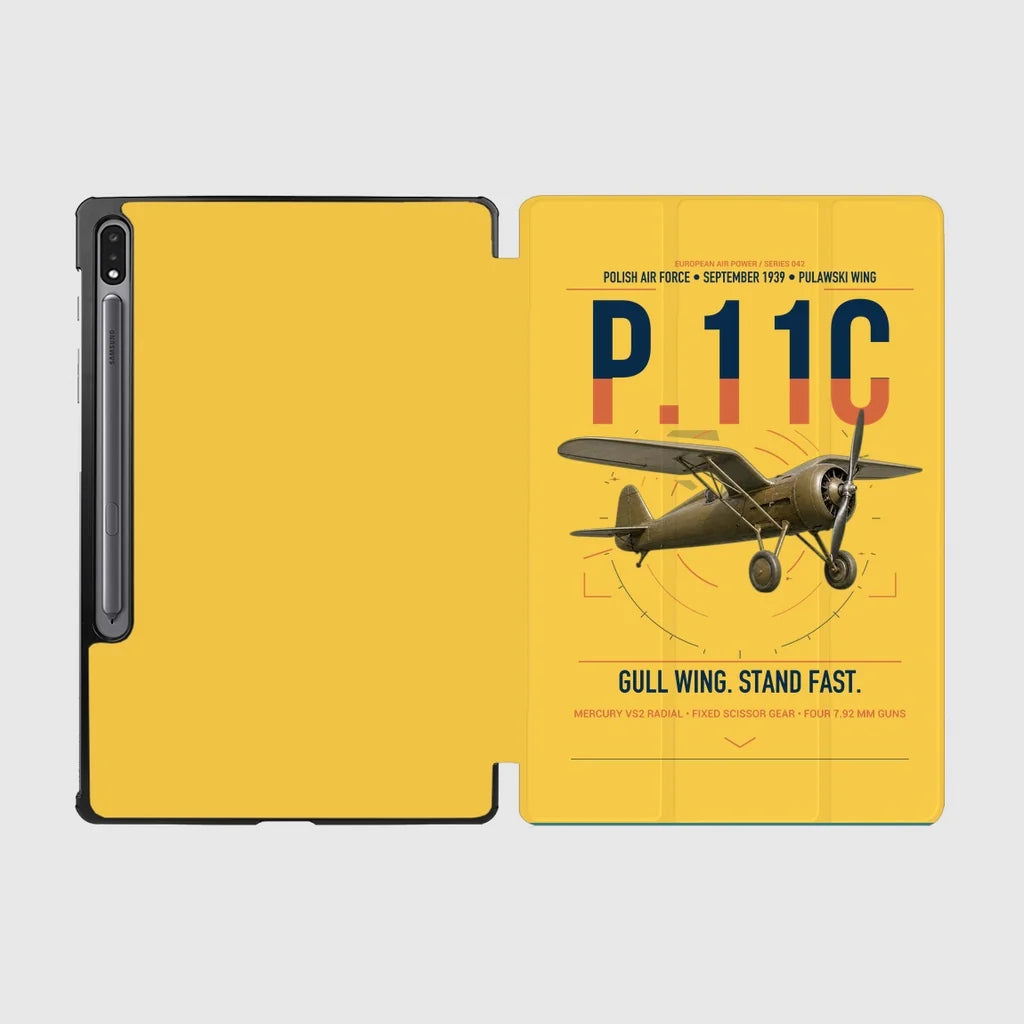 PZL P.11c design on yellow samsung tablet tablet case