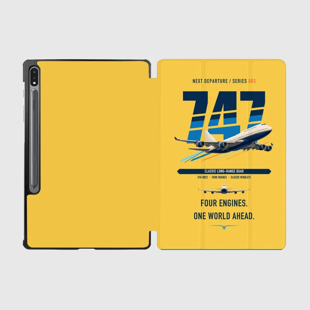 Boeing 747-400 design on yellow samsung tablet tablet case