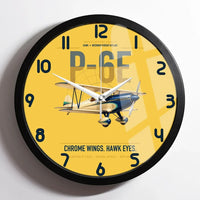 Thumbnail for Curtiss P-6E Hawk design on yellow framed wall clock