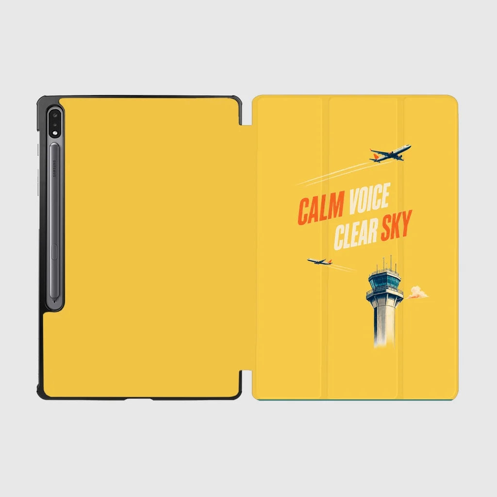 Calm Voice Clear Sky design on yellow samsung tablet tablet case