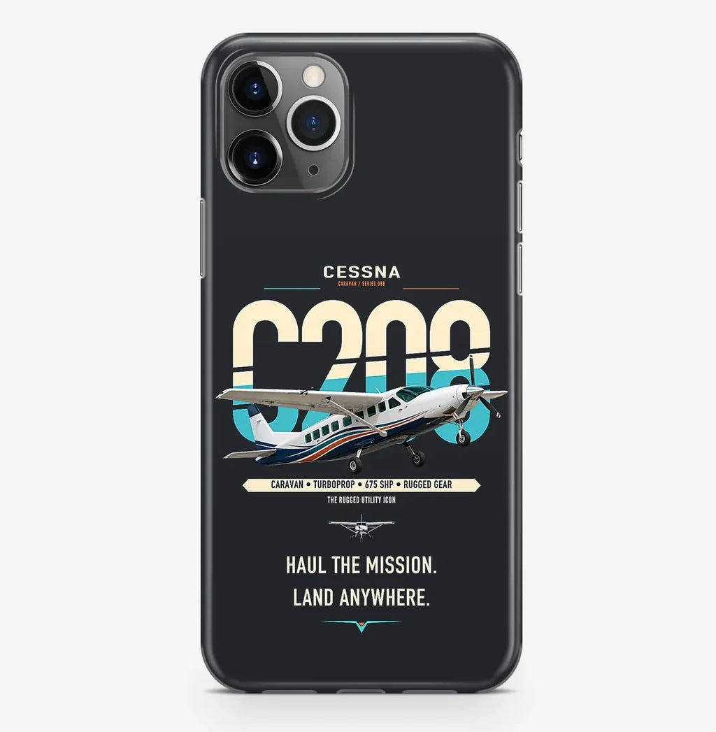 Cessna 208 Caravan design on black magsafe iphone case, for iPhone Pro Max