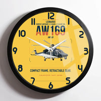 Thumbnail for Leonardo AW169 design on yellow framed wall clock