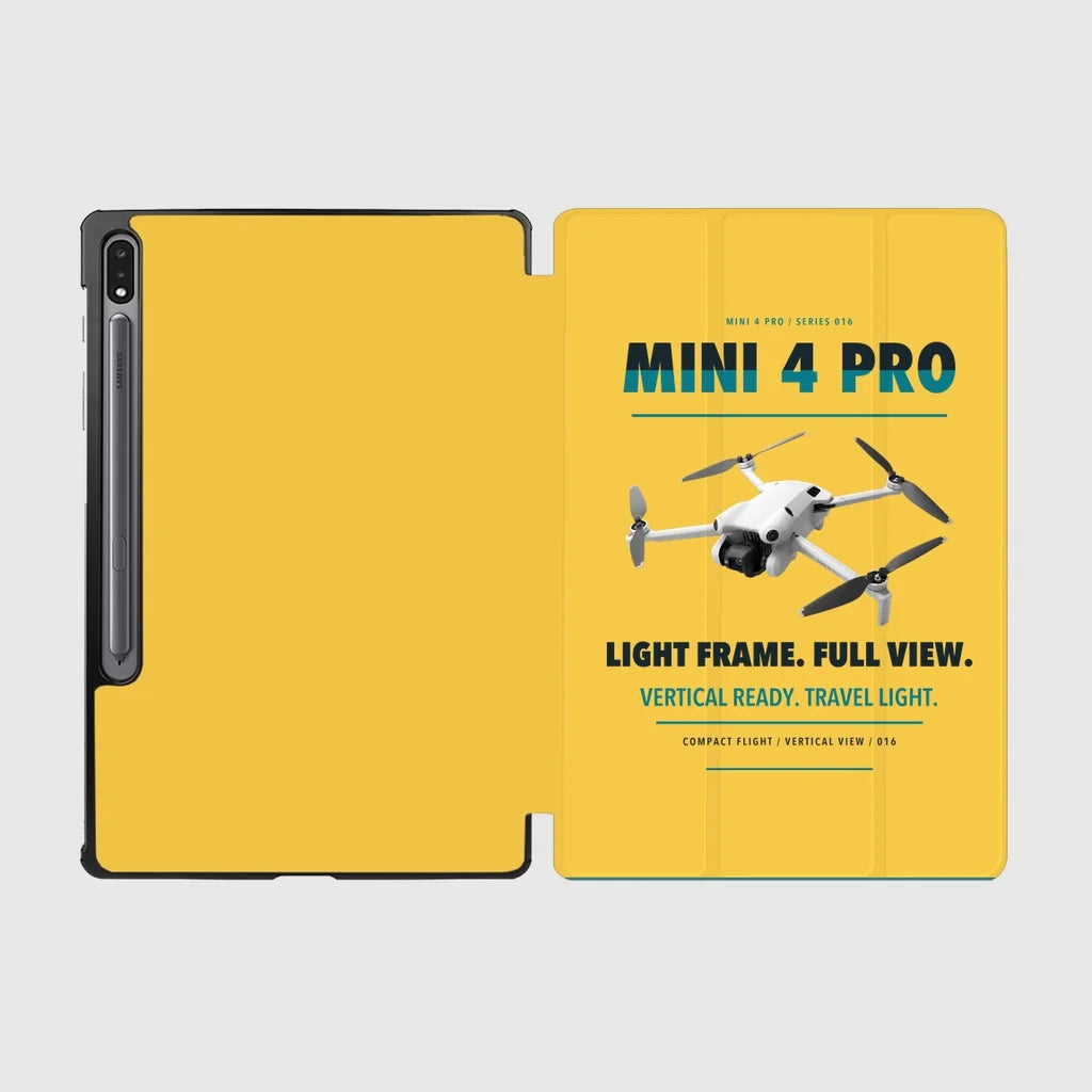 DJI Mini 4 Pro design on yellow samsung tablet tablet case