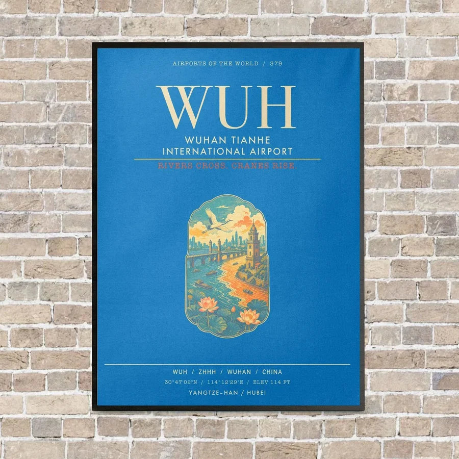 Wuhan Tianhe International Airport WUH - Canvas Framed - Turquoise