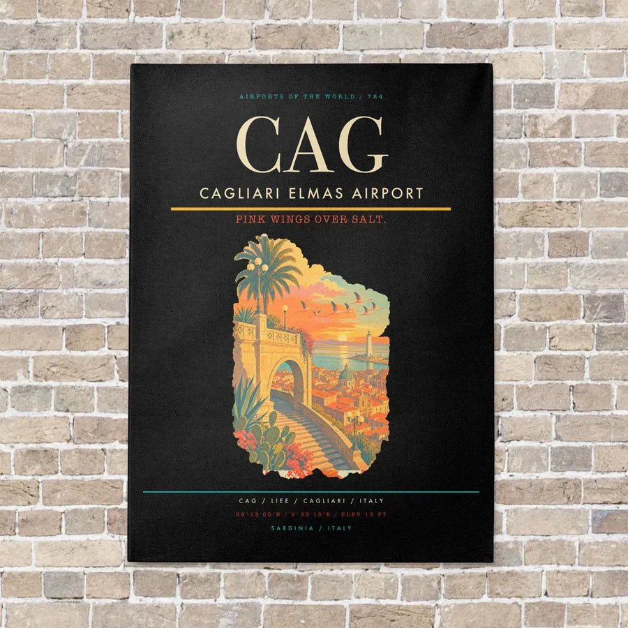 Cagliari Elmas Airport CAG - Canvas No Frame - Black