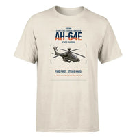 Thumbnail for Boeing AH-64E Apache Guardian design on beige t-shirt, single-side print