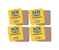 Thumbnail for Piper PA-28 Cherokee design on yellow 4 pieces set coaster