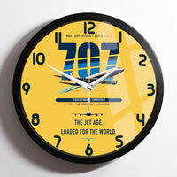Thumbnail for Boeing 707-320C design on yellow framed wall clock