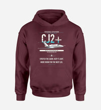 Thumbnail for Cessna Citation CJ2+ design on dark red double-side hoodie, single-side print