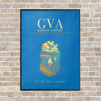 Thumbnail for Geneva Airport GVA - Canvas Framed - Turquoise