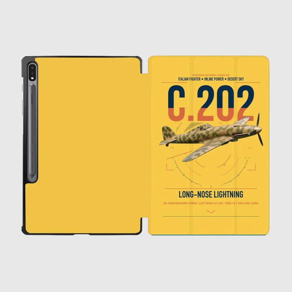 Macchi C.202 Folgore design on yellow samsung tablet tablet case