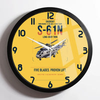 Thumbnail for Sikorsky S-61N design on yellow framed wall clock