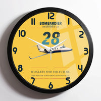 Thumbnail for Bombardier Learjet 28 design on yellow framed wall clock