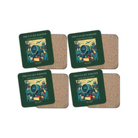 Thumbnail for The Fan Jet Whisper - Designed Coasters design on dark green 4-pieces-set