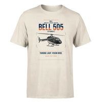 Thumbnail for Bell 505 Jet Ranger X design on beige t-shirt, single-side print