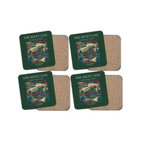 Thumbnail for The Rivet Line - Designed Coasters design on dark green 4-pieces-set